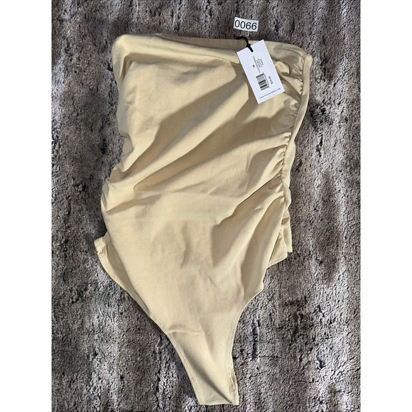 REVOLVE Tops - We Wore What Revolve Bodysuit Womens Size Med Beige Ruched Strapless Cotton Rib
